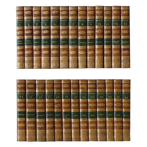 Les Oeuvres Complètes de Buffon en 26 volumes - belle reliure plein cuir - 1829