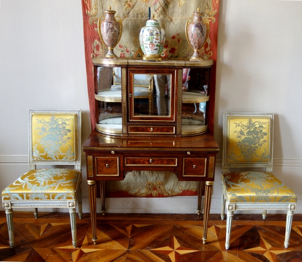 Pair of Louis XVI style vases, ormolu and marbre Art Deco production