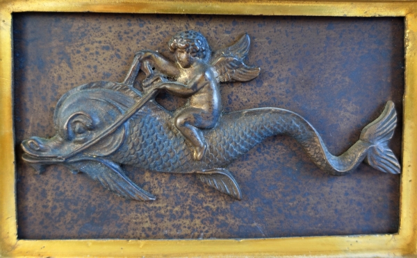 Pair of gilt bronze andirons, Empire Restoration period - early 19th century