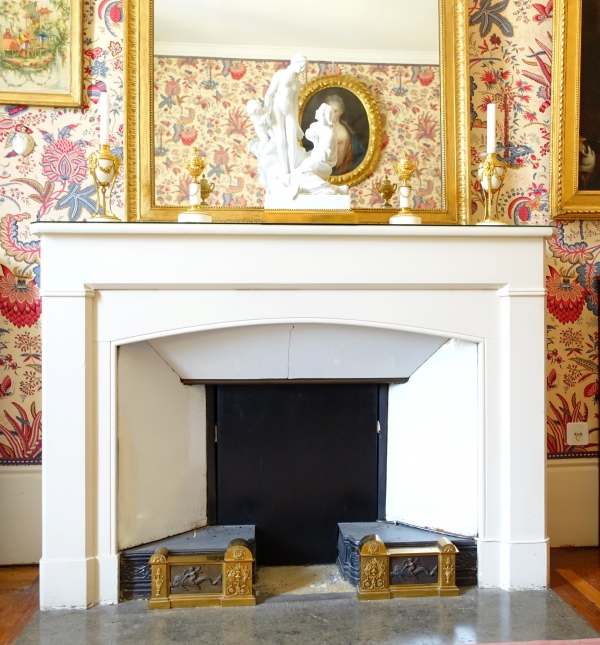 Pair of gilt bronze andirons, Empire Restoration period - early 19th century