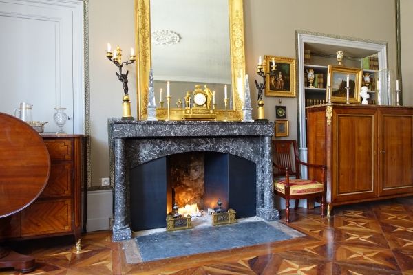 Pair of gilt bronze andirons, Empire Restoration period - early 19th century