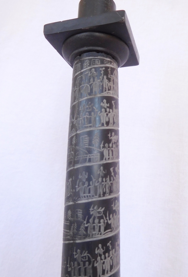Pair of marble and bronze Trajan's columns, Grand Tour souvenir, early 19th century