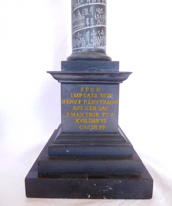 Pair of marble and bronze Trajan's columns, Grand Tour souvenir, early 19th century