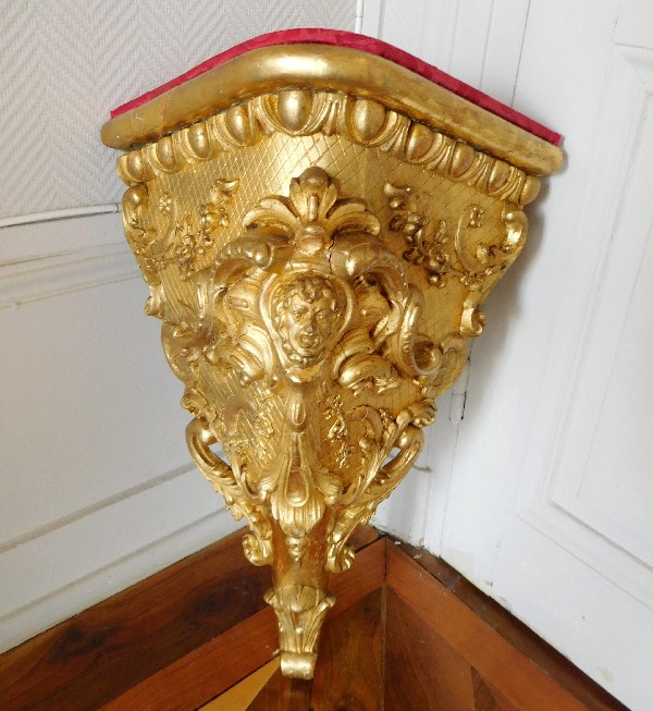 Pair of large Regence style gilt wood corner consoles - France mid 19th century