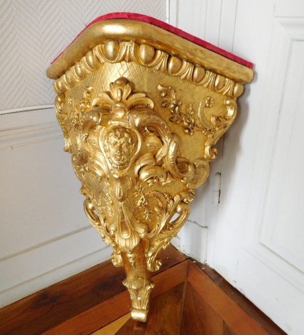 Pair of large Regence style gilt wood corner consoles - France mid 19th century