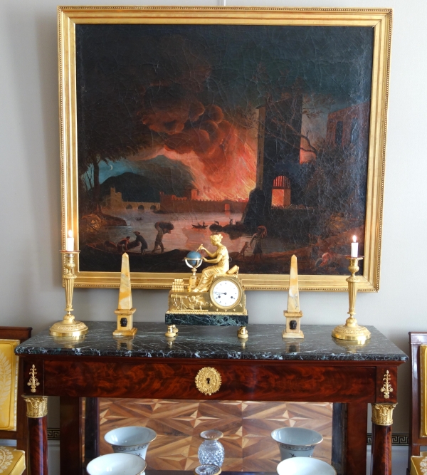 Paire d'obélisques en marbre jaune de Sienne et bronze patiné - style Empire Restauration