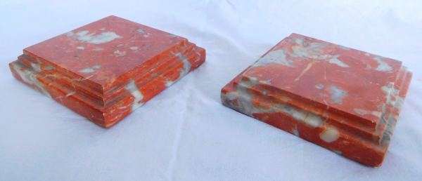 Pair of square breche marble bases, Louis XIV style, 20th century Italian production