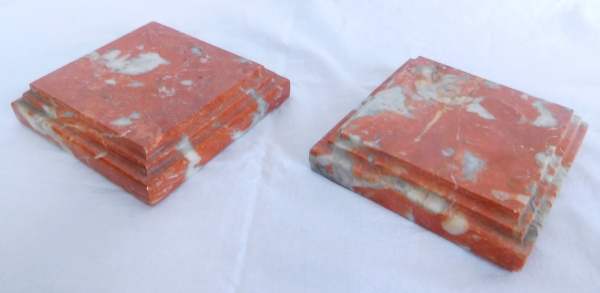 Pair of square breche marble bases, Louis XIV style, 20th century Italian production