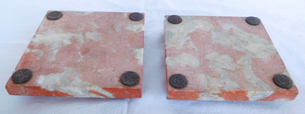 Pair of square breche marble bases, Louis XIV style, 20th century Italian production