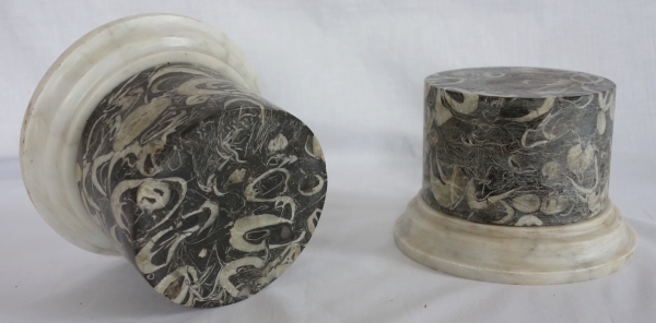 Pair of breche marble bases, Louis XVI style, 20th century Italian production