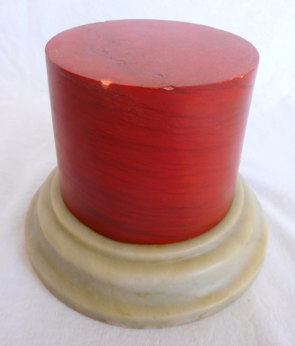 Pair of red marble bases, Louis XVI style, 20th century Italian production