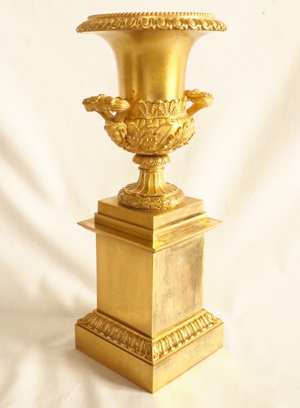 Pair of tall ornamental ormolu vases, mercury gilt, attributed to Thomire