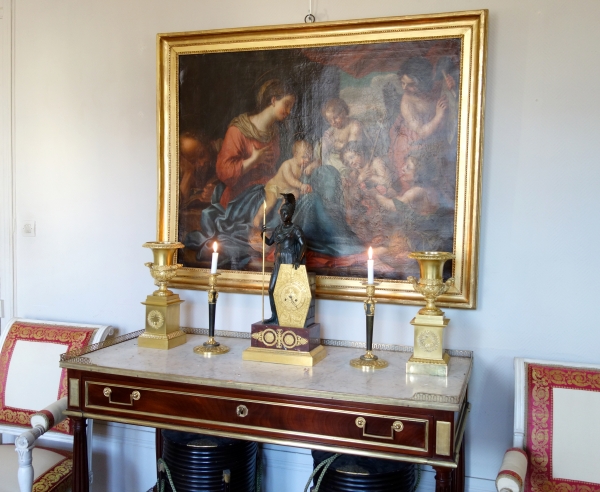 Pair of tall ornamental ormolu vases, mercury gilt, attributed to Thomire