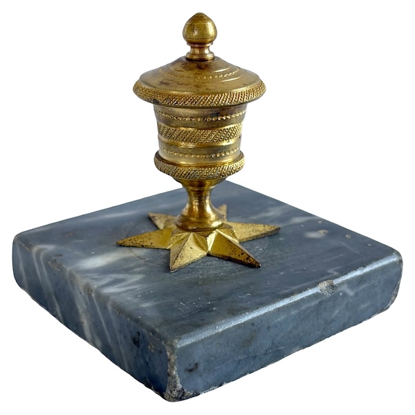 Empire ormolu and Turquin marble inkwell, 19th century