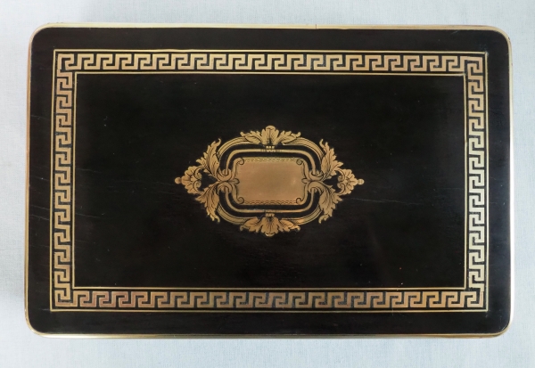 Coffret à jeu de cartes en marqueterie Boulle, bois noirci et laiton, époque Napoléon III