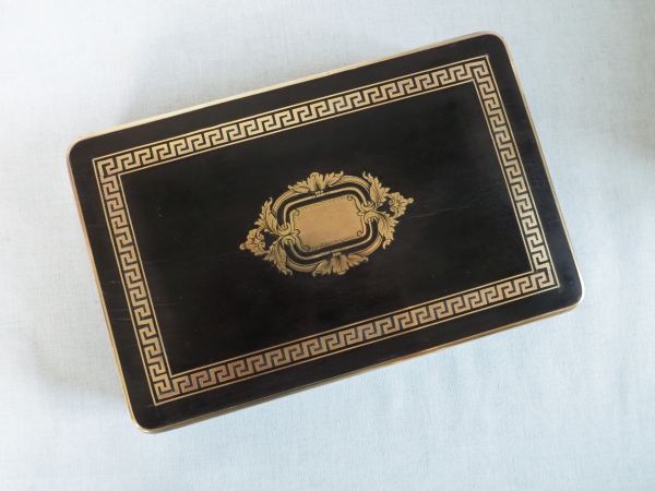 Coffret à jeu de cartes en marqueterie Boulle, bois noirci et laiton, époque Napoléon III
