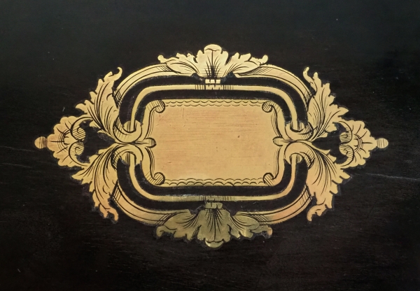 Coffret à jeu de cartes en marqueterie Boulle, bois noirci et laiton, époque Napoléon III