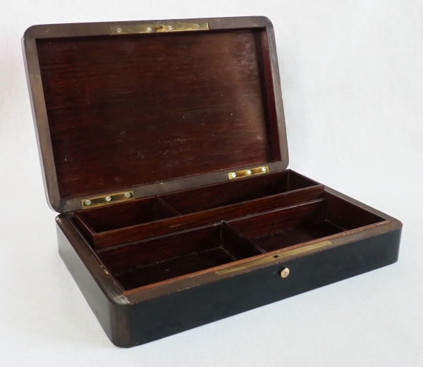 Coffret à jeu de cartes en marqueterie Boulle, bois noirci et laiton, époque Napoléon III