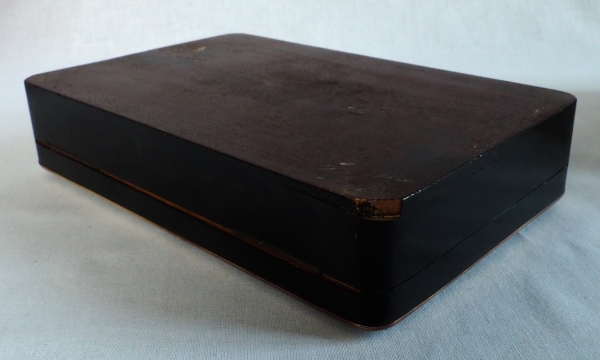 Coffret à jeu de cartes en marqueterie Boulle, bois noirci et laiton, époque Napoléon III