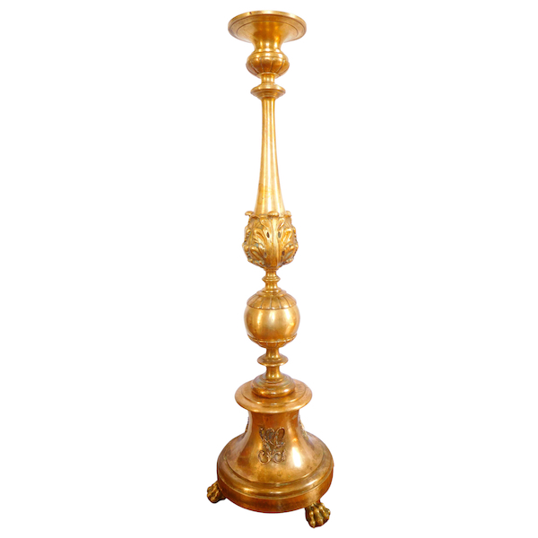 Tall antique ormolu candle or torchere, French Restoration period, early 19th century - 127cm