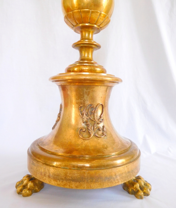 Tall antique ormolu candle or torchere, French Restoration period, early 19th century - 127cm