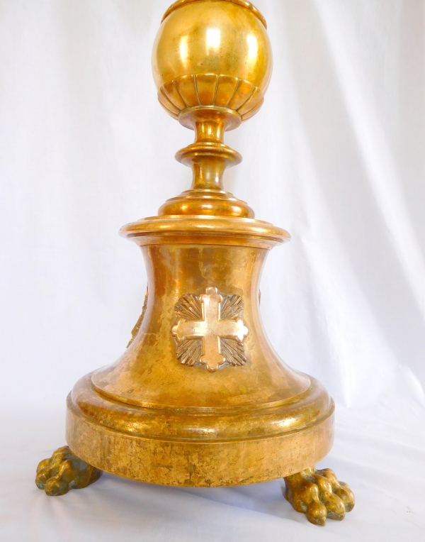 Tall antique ormolu candle or torchere, French Restoration period, early 19th century - 127cm