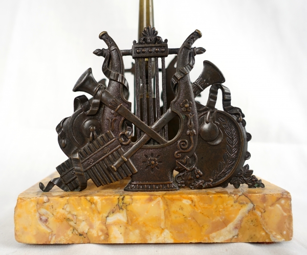 Empire patinated bronze and yellow Sienna marble mail holder, early 19th century