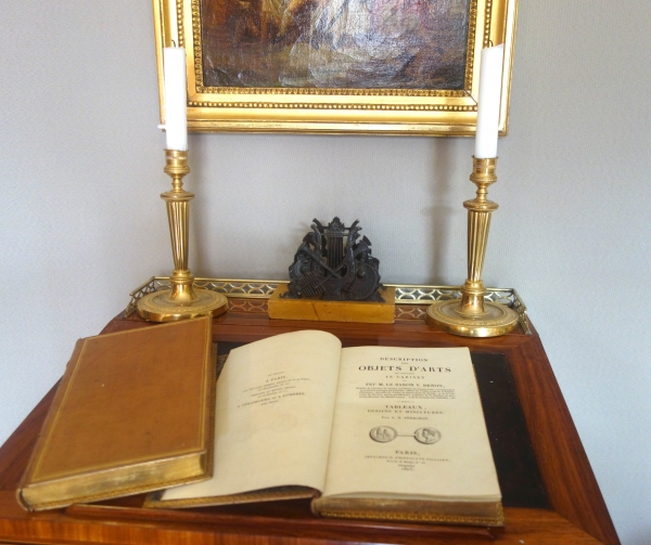 Porte lettres en bronze et marbre jaune de Sienne - époque Empire Restauration - vers 1820