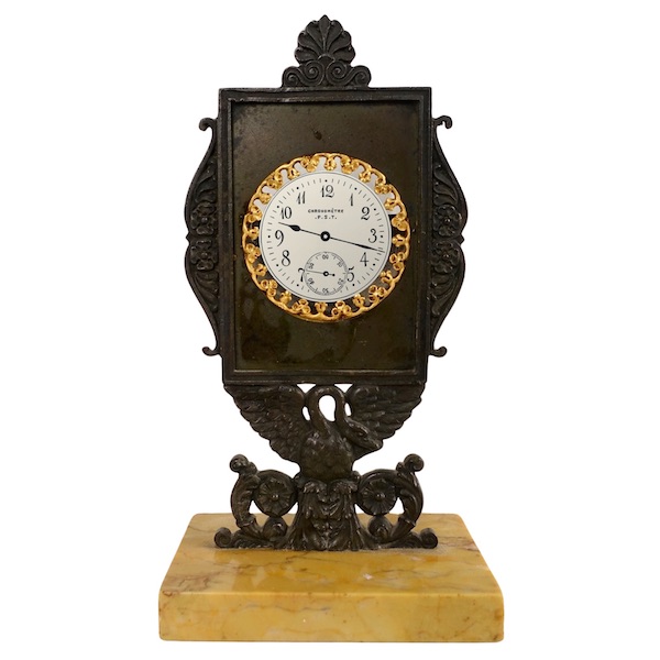 Empire bronze and marble watch holder, early 19th century circa 1820