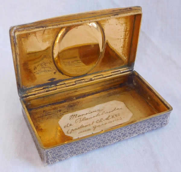 18th century miniature portrait of an aristocrat, gold frame set into a sterling silver snuffbox