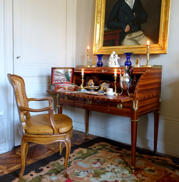 Pair of Empire blue marble and ormolu paperweights, early 19th century