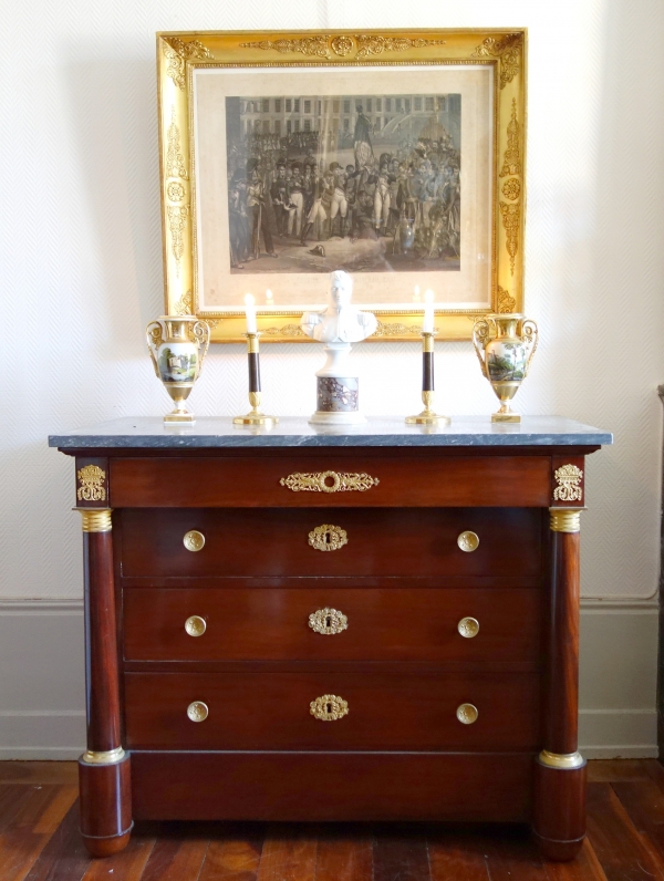 Breche marble pedestal base, Louis XVI style, 20th century Italian production