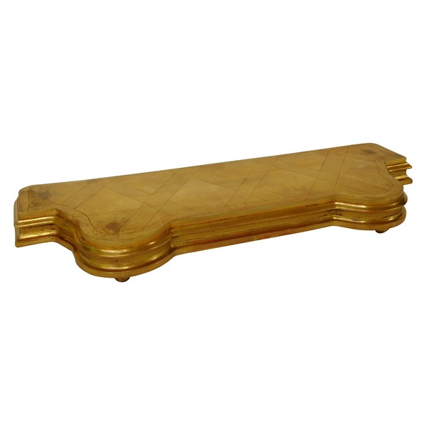 Socle de pendule en bois doré à la feuille d'or d'époque milieu XIXe siècle - 49cm