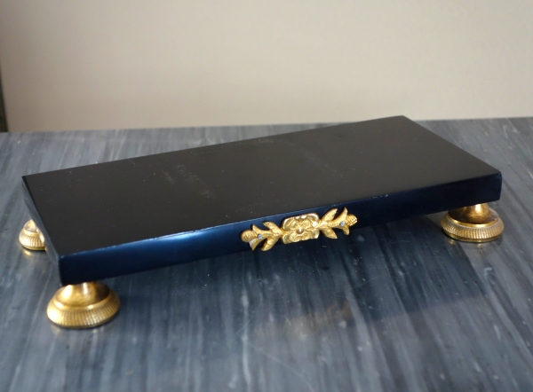 Socle de présentation en marbre et bronze doré au mercure, époque Empire - 21,5 x 9,8cm