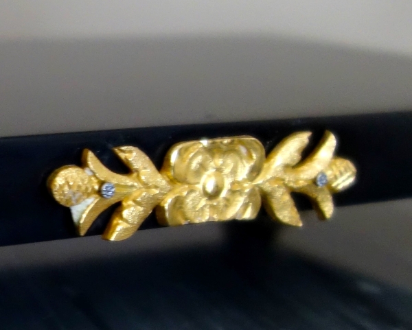 Socle de présentation en marbre et bronze doré au mercure, époque Empire - 21,5 x 9,8cm