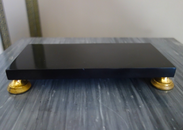 Socle de présentation en marbre et bronze doré au mercure, époque Empire - 21,5 x 9,8cm