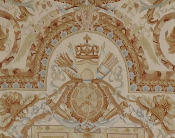 Louis XVI style Aubusson carpet decorated with France & Navarre coat of arms, late 19th century