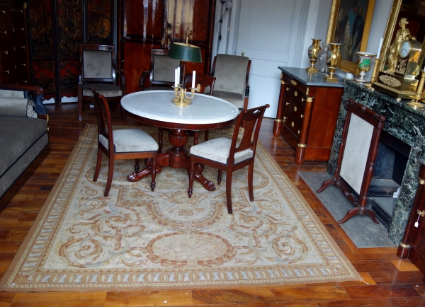 Louis XVI style Aubusson carpet decorated with France & Navarre coat of arms, late 19th century