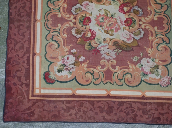 Large Louis XV style Aubusson carpet, 19th century - Napoleon III production - 351cm x 335cm