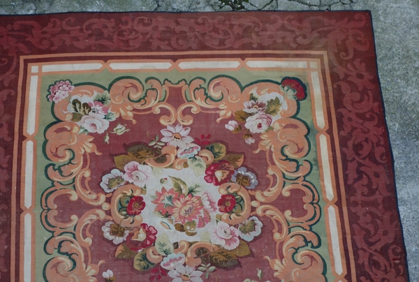 Large Louis XV style Aubusson carpet, 19th century - Napoleon III production - 351cm x 335cm
