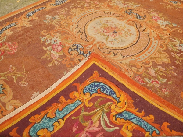 Grand tapis d'Aubusson de style Louis XV, époque XIXe Napoléon III - 352cm x 286cm