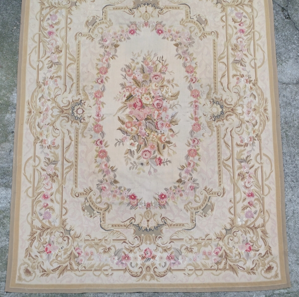 Large Louis XVI style Aubusson carpet, Napoleon III period - 364cm x 265cm