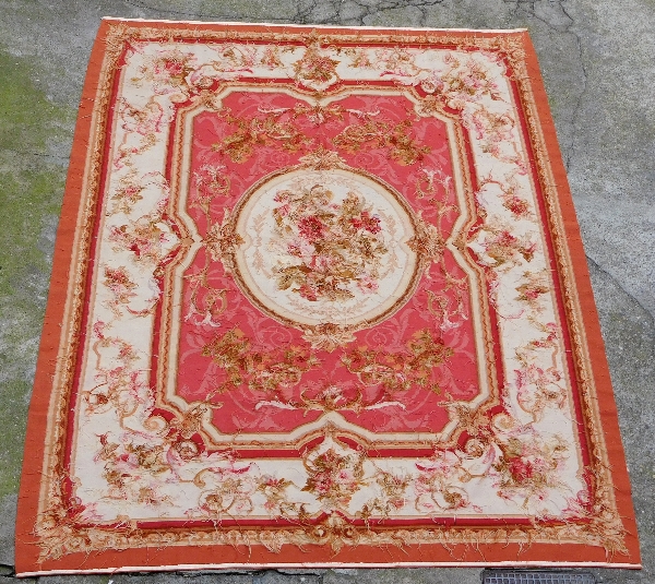 Louis XVI style Aubusson carpet, 19th century - Napoleon III production - 380cm x 270cm