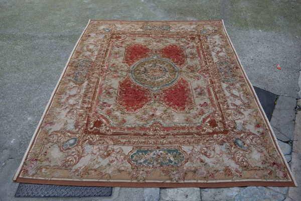 Louis XVI style Aubusson carpet, 19th century - Napoleon III production - 310cm x 237cm