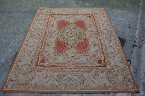 Louis XVI style Aubusson carpet, 19th century - Napoleon III production - 310cm x 237cm