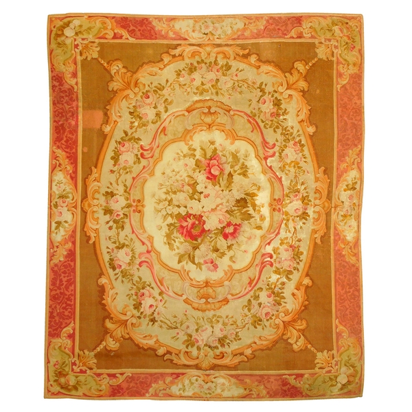 Large Louis XV style Aubusson carpet, 19th century - Napoleon III production - 340cm X 250cm