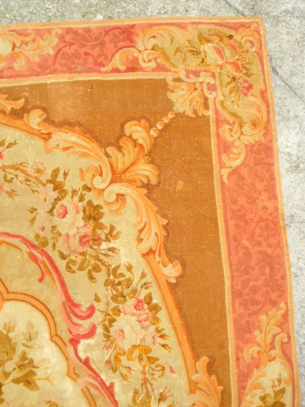 Large Louis XV style Aubusson carpet, 19th century - Napoleon III production - 340cm X 250cm