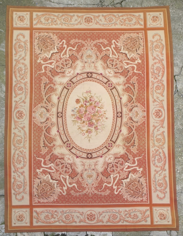 Grand tapis d'Aubusson de style Empire Restauration - 410cm x 300cm
