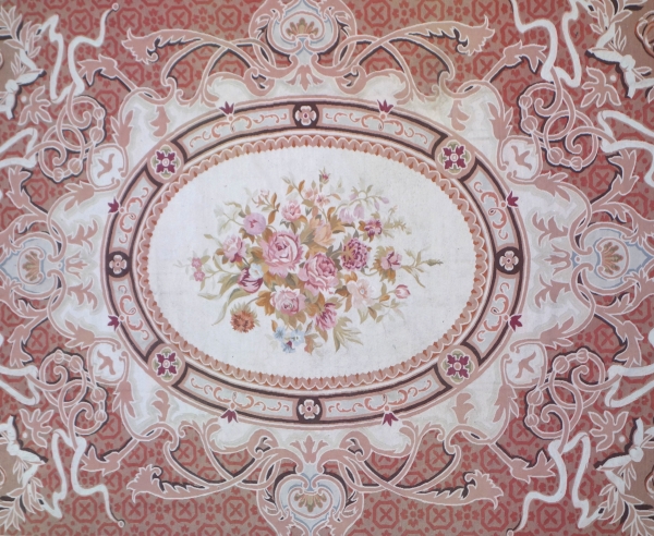 Grand tapis d'Aubusson de style Empire Restauration - 410cm x 300cm