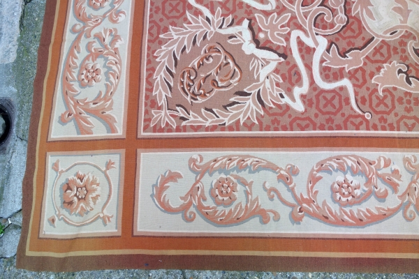Grand tapis d'Aubusson de style Empire Restauration - 410cm x 300cm